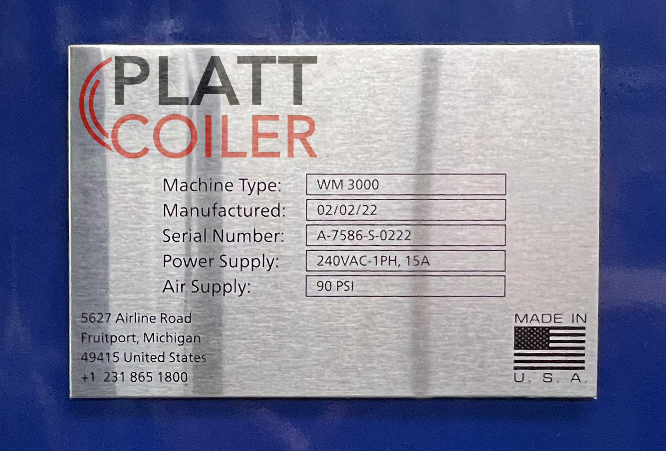 Platt Coiler WM 3000 logo plate